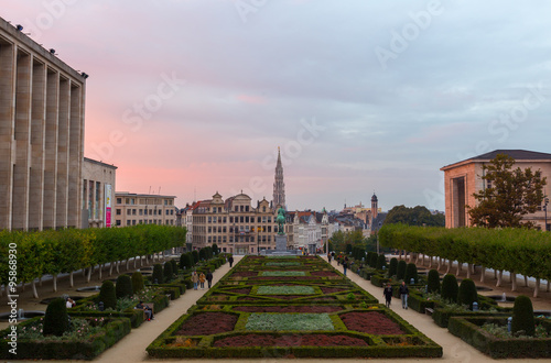 Image of Monts des art in Brussels,Belgium at dusk