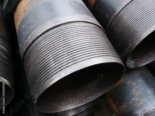 Stack of flush joint connection oil well casing (pin end) bundle