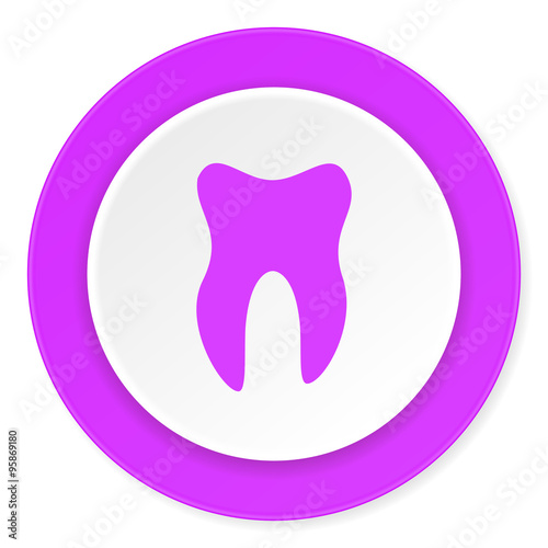 tooth violet pink circle 3d modern flat design icon on white background