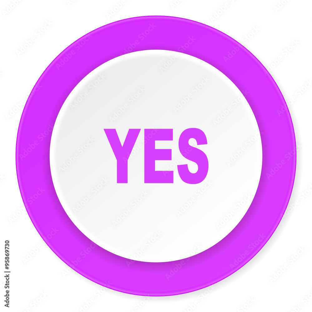 yes violet pink circle 3d modern flat design icon on white background yes violet pink circle 3d modern flat design icon on white background