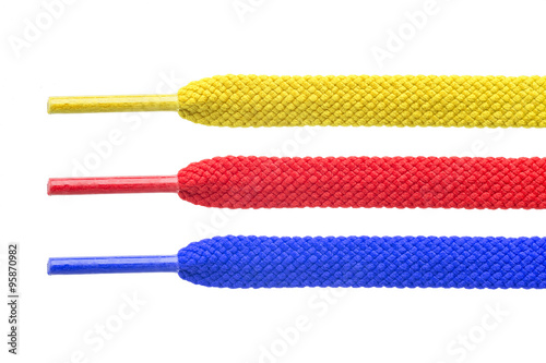 Colorful shoelace isolated on white background
 photo