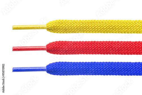 Colorful shoelace isolated on white background 