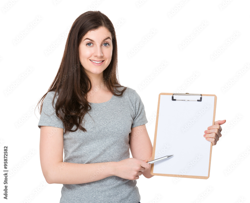 Woman show with the clipboard
