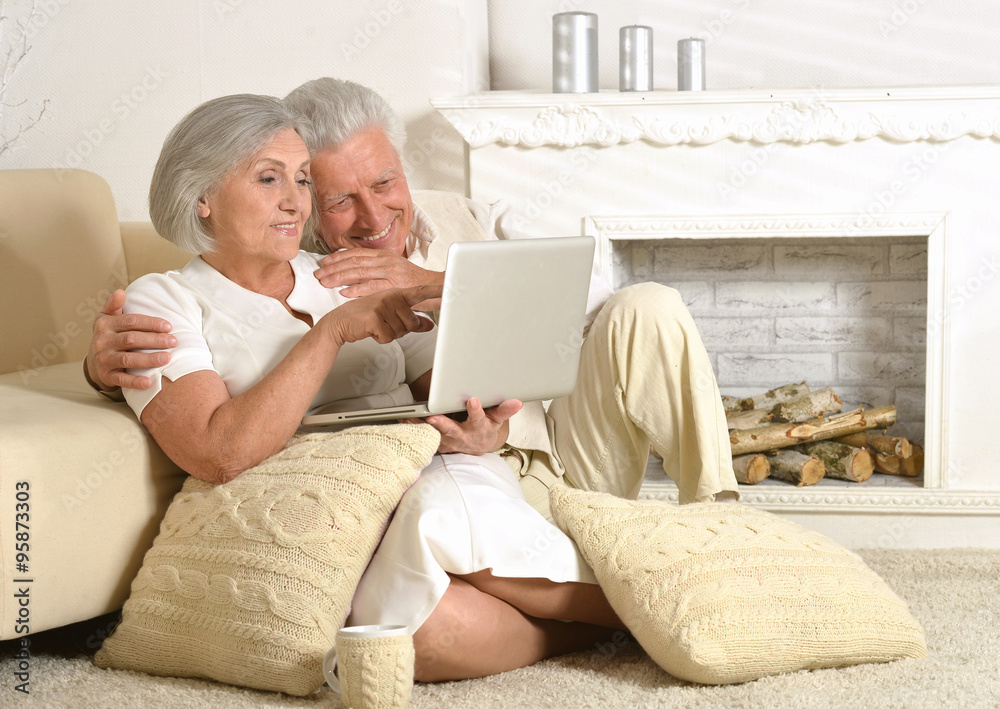 Mature couple with laptop