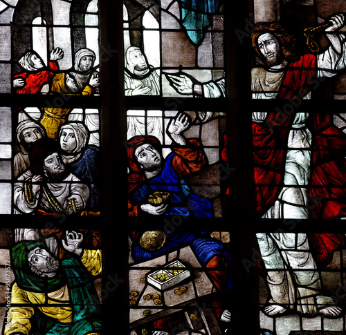 Schilderij op canvas Jesus expelling the money changers from the temple