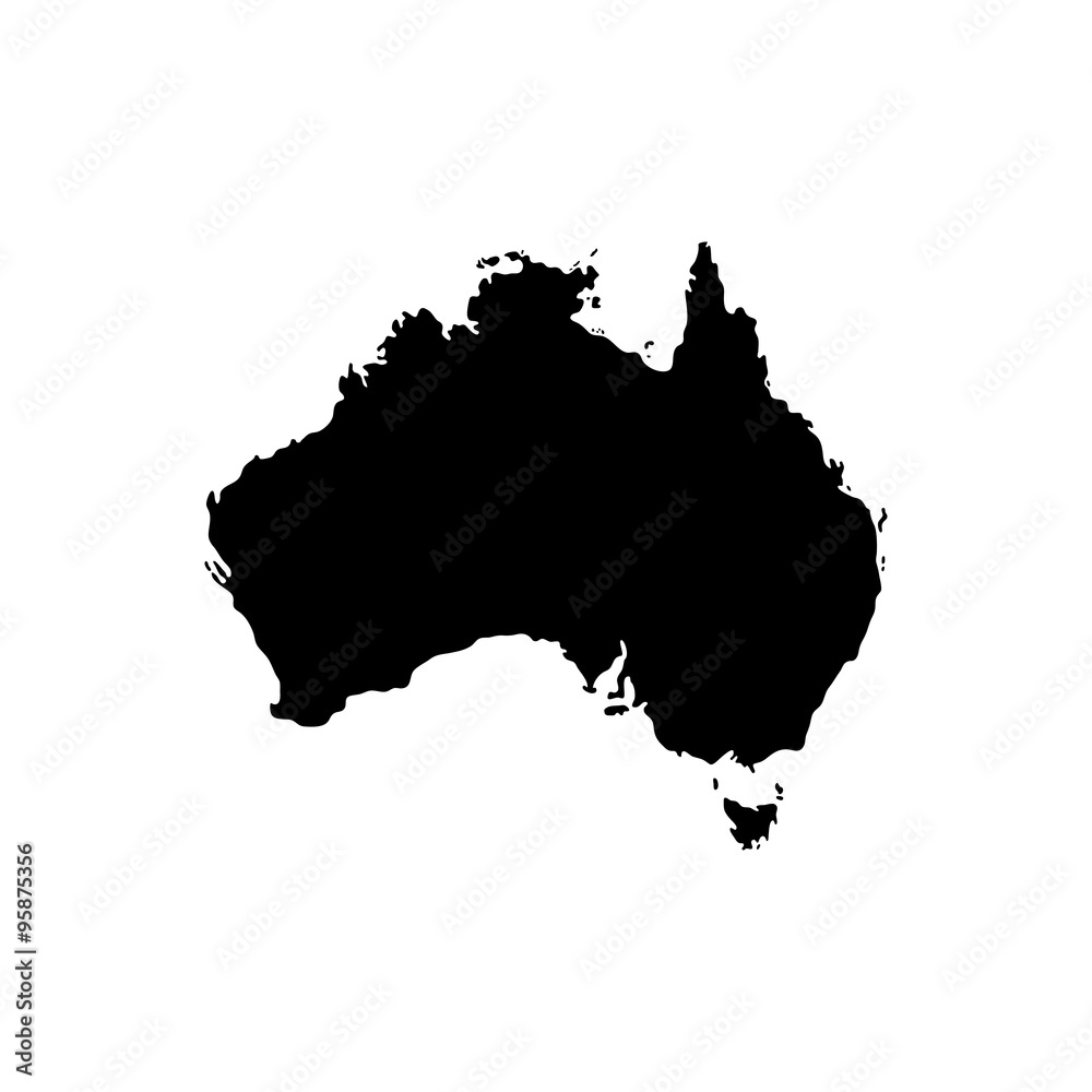 Australia black silhouette. Vector