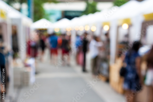 Blurred background : people shopping at market in holiday, blur background with bokeh Fototapet