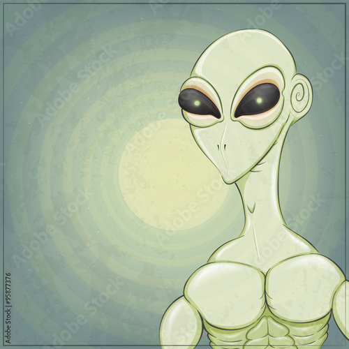 Alien on a moon background.