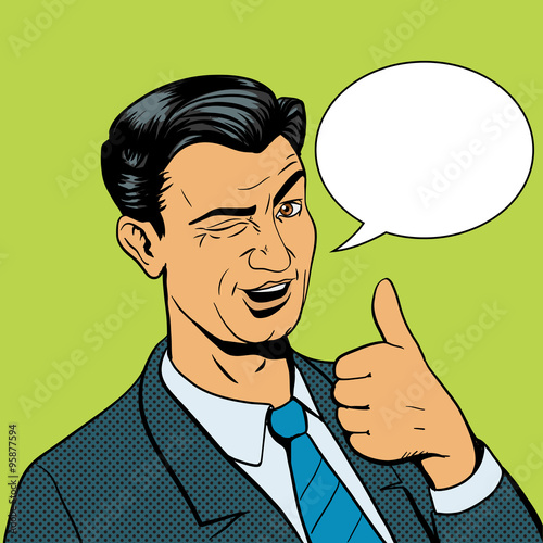 Man winks and shows good hand gesture vector
