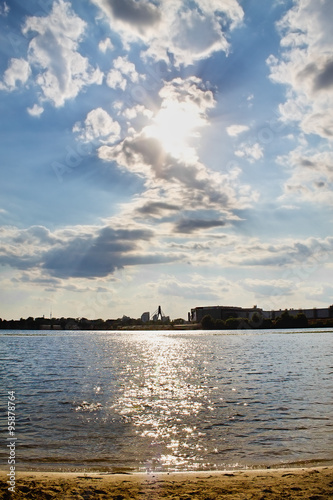 cloudy sky and the sunset on the Dnieper River