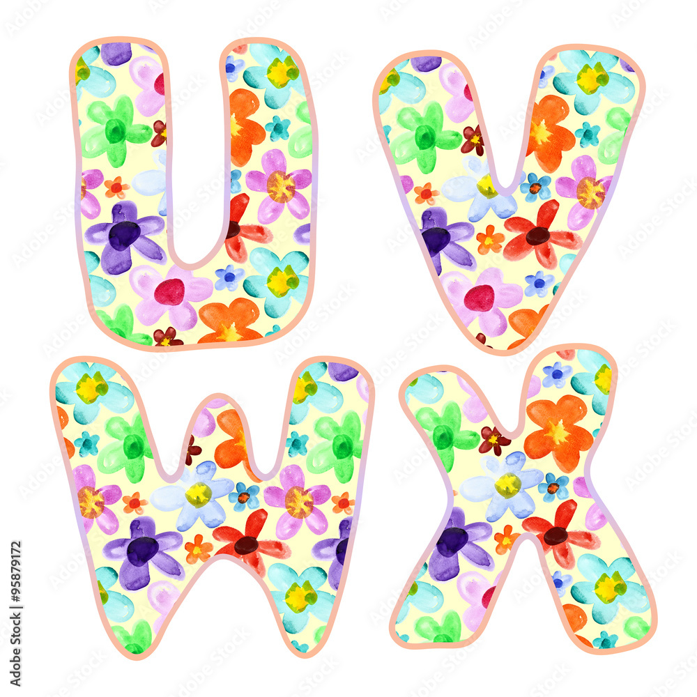 Alphabet with floral pattern