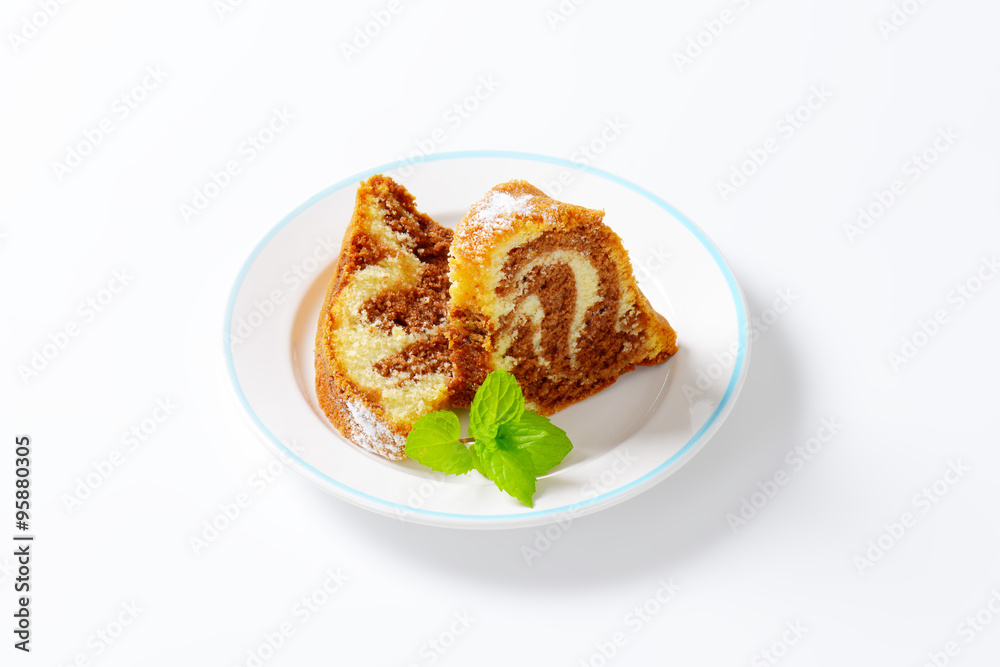Slices of marble cake Slices of marble cake