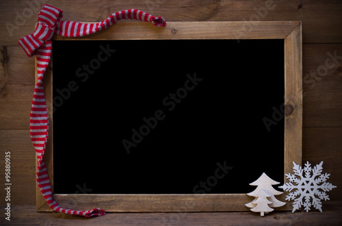 Chalkboard With Christmas Decoration And Copy Space