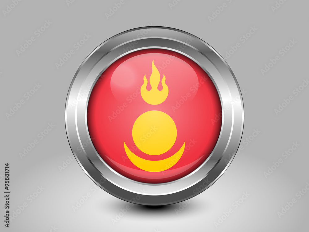 Mongolia Variant Flag. Metal Round Icon Mongolia Variant Flag. Metal Round Icon
