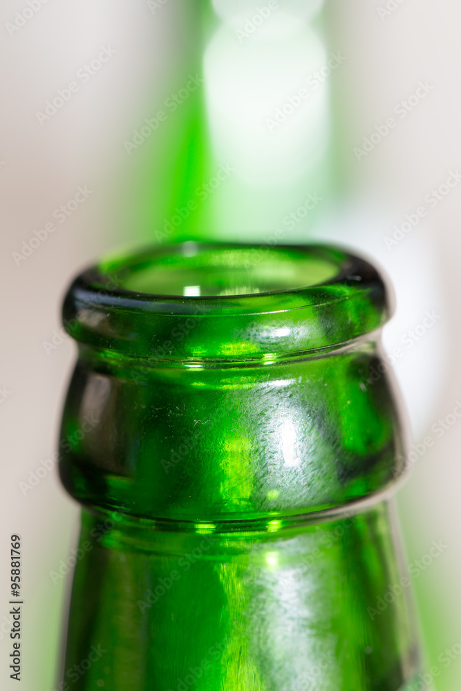 green glass bottle neck. close