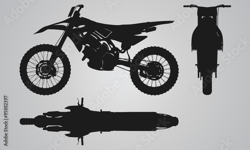 Front, top and side motorbike projection