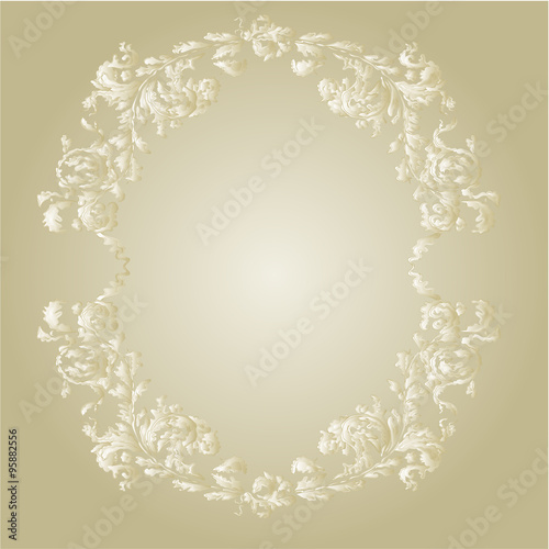 Decorative round frame ornamental floral vintage vector