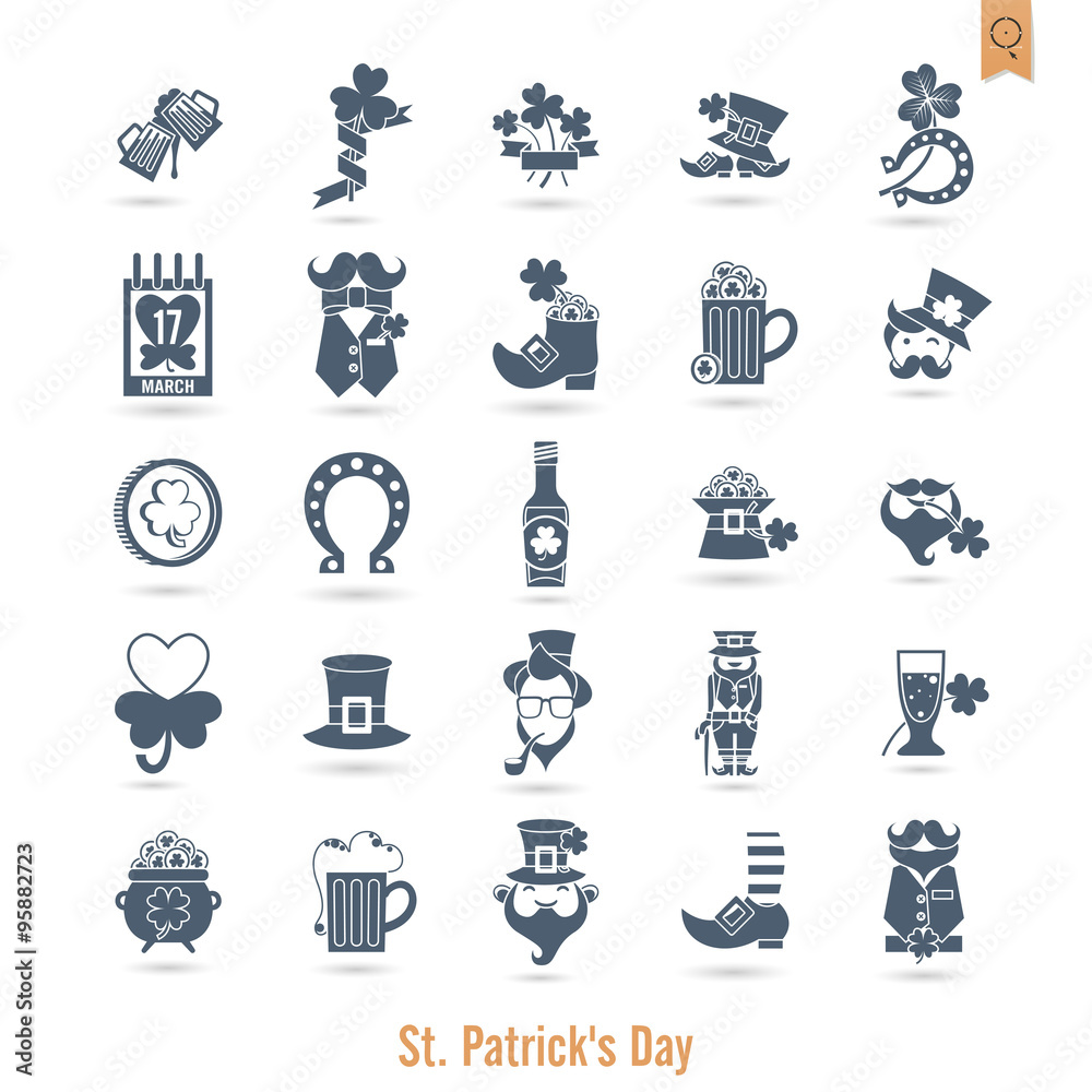 Saint Patricks Day Isolated Icon Set