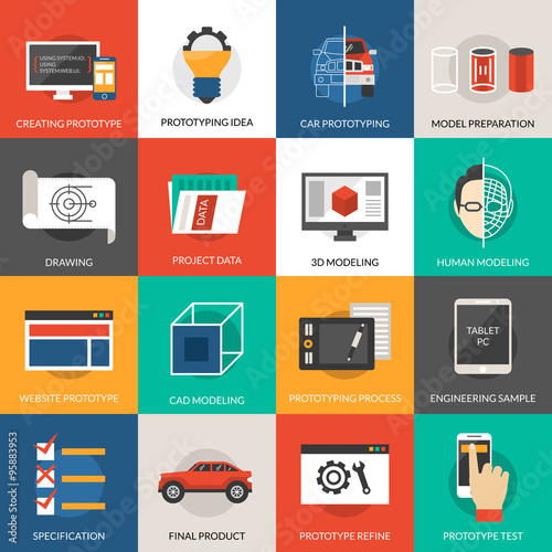 Prototyping And Modeling Icons Set