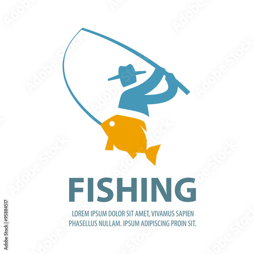 fishing vector logo design template. fisherman, fisher, fish or angling, sport icons