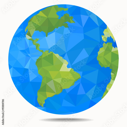 Earth planet. Polygonal style.