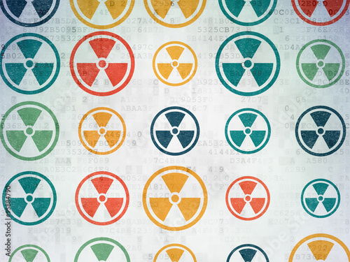 Science concept: Radiation icons on Digital Paper background