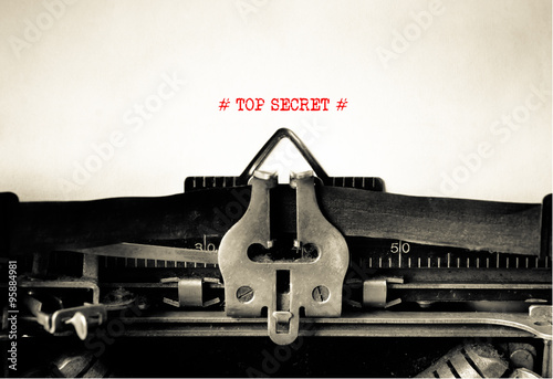 Top Secret typed on vintage typewriter