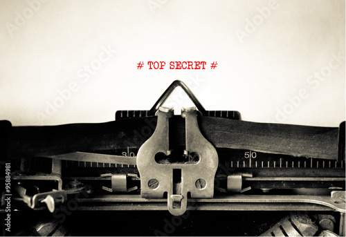 Top Secret typed on vintage typewriter photo