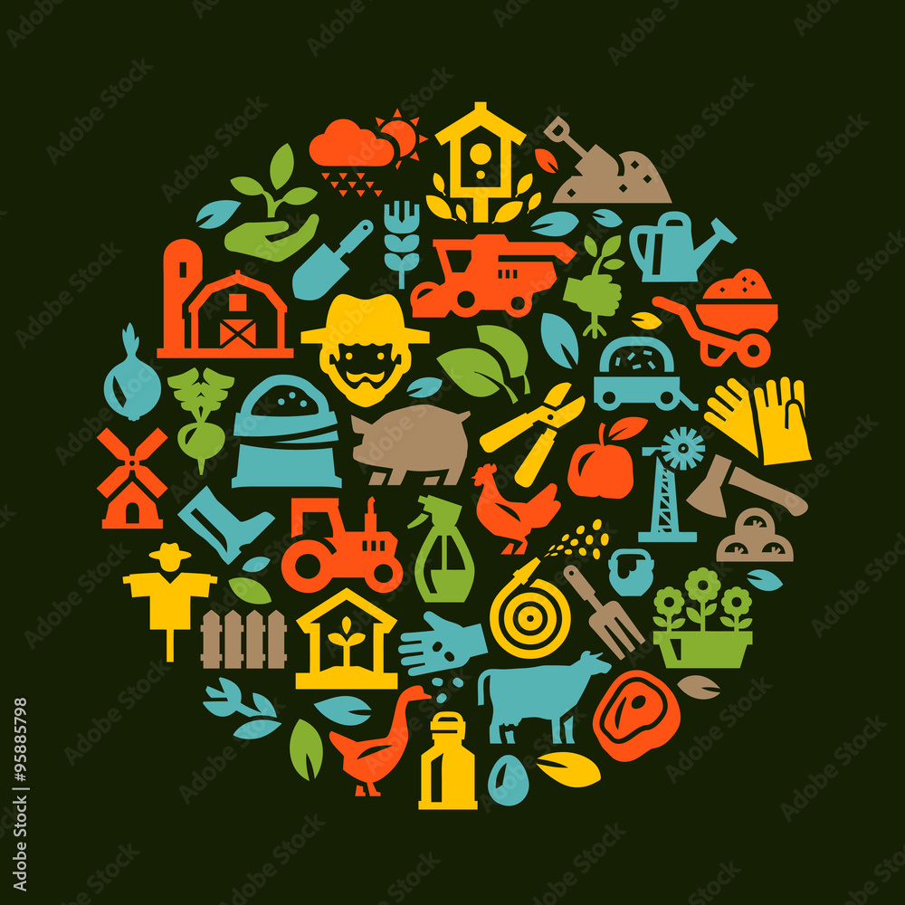 Fototapeta premium farm icons set. vector illustration