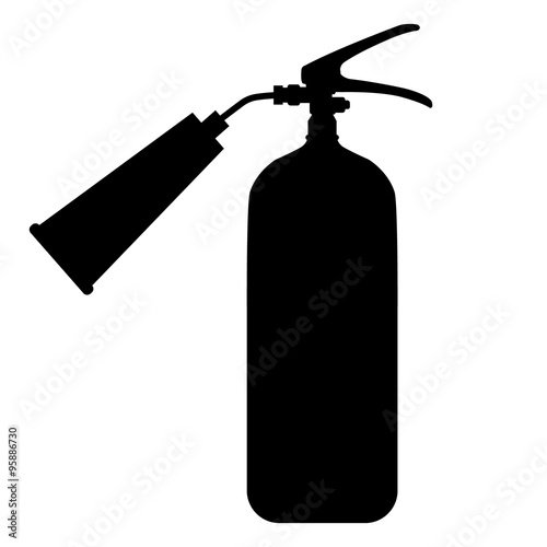 black silhouette image of a fire extinguisher on a white background