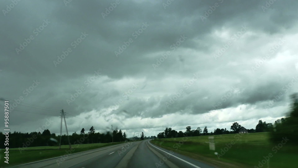 Vehicle point of view driving on Highway Vehicle point of view driving on Highway