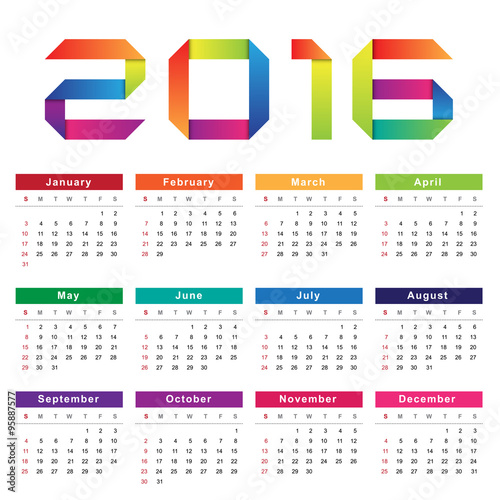 Calendar 2016. Week starts from Sunday