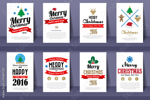 Set of Christmas brochures in vintage style