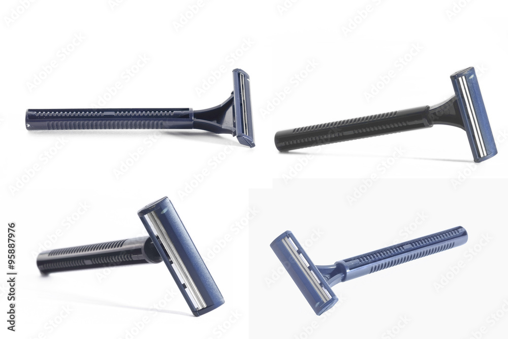 Blue razor/Blue razor on white background. Blue razor/Blue razor on white background.