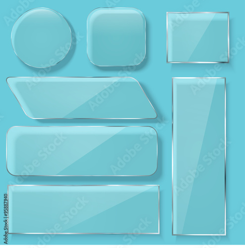 Vector modern transparent glass plates set 