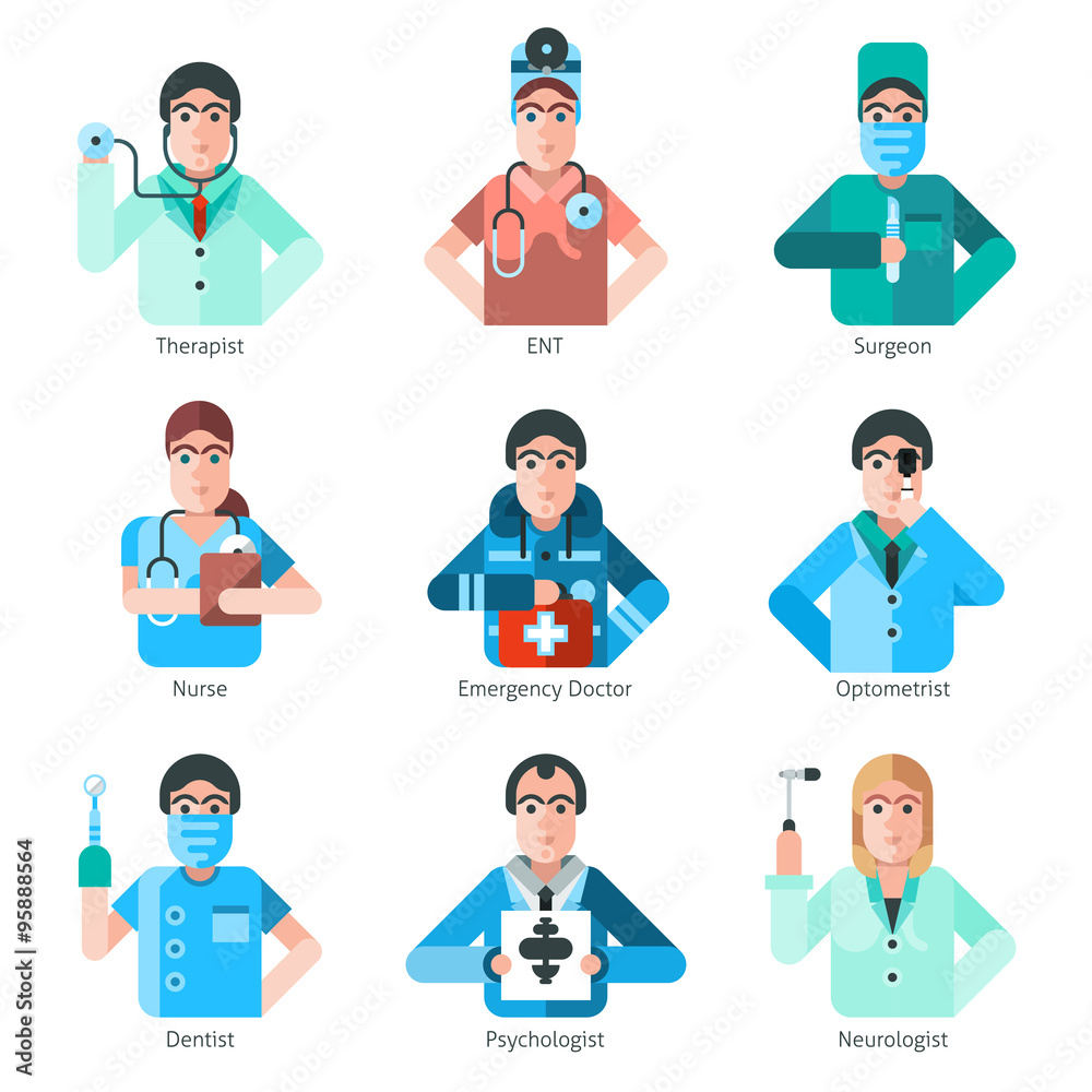 Doctor Character Icons Set Doctor Character Icons Set