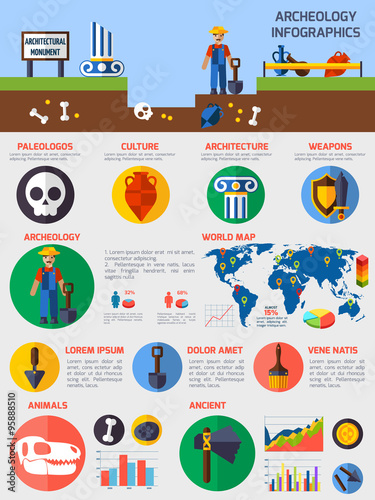 Archeological  Infographics With Elements Of  Ancient Artefacts