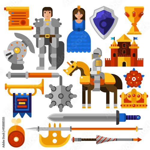 Flat Knight Icons Set