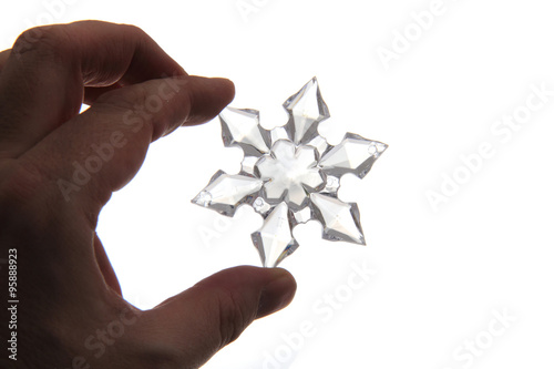 snoflake in the human hand photo