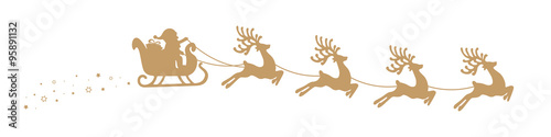santa claus reindeer sleigh stars isolated background