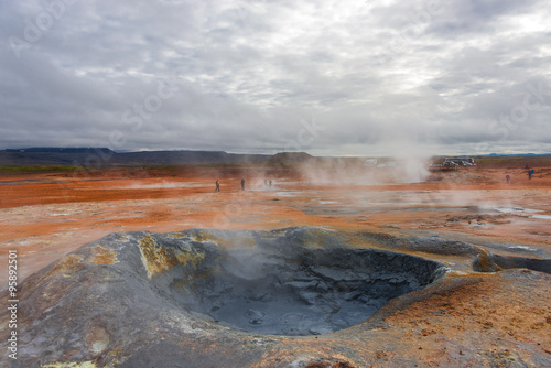 Volcanic activity as hot springs on Iceland, summer time