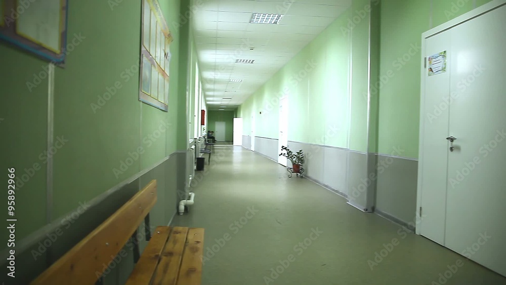 empty school corridor interior green wall to the right classes empty school corridor interior green wall to the right classes