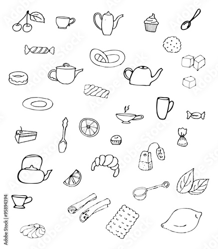 set of objects for tea