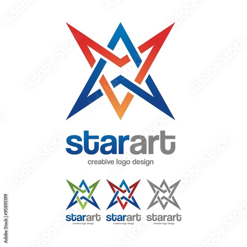 Free Download Line Star Two Colors Design Logo - GFXLoad