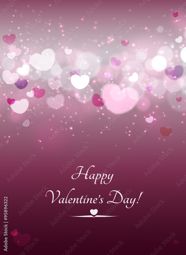 Abstract Glow Soft Hearts for Valentines Day . 