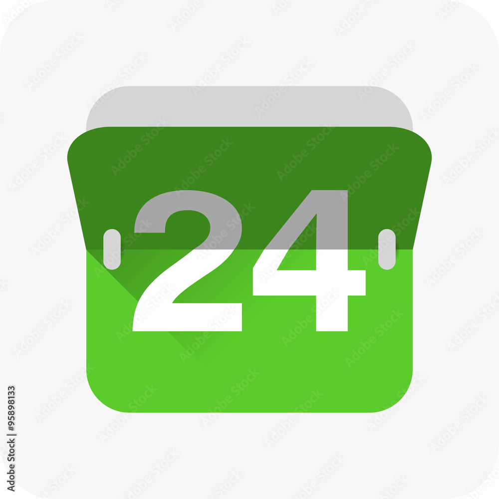 Calendar icon vector. Simple calendar with date 24. Calendar icon vector. Simple calendar with date 24.