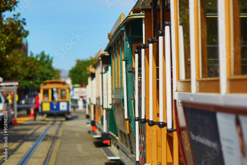 Slika na platnu Hand-rails of famous cable cars in San Francisco