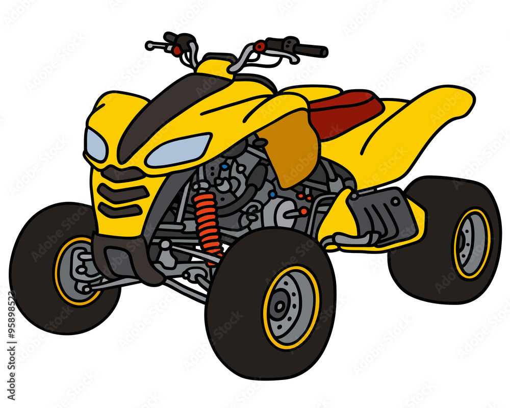 Fototapeta premium Yellow all terrain vehicle / Hand drawing, not a real type