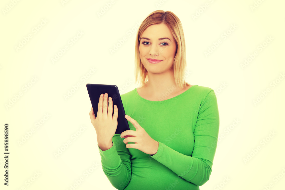 Beautiful woman with tablet. Beautiful woman with tablet.