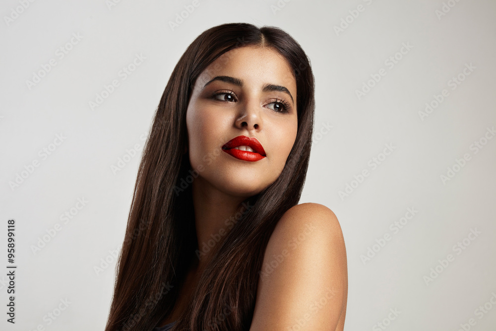 Fototapeta premium beauty latin woman with red lips
